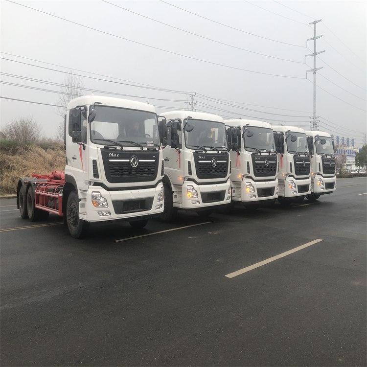 25 ton Dongfeng Tianlong rear double bridge carriage detachable garbage truck with 16 square box for after-sales worry free mortgage