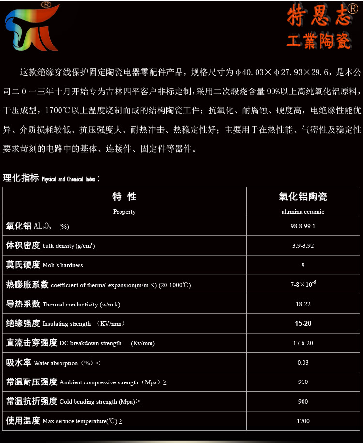 Insulated threading protection, fixed ceramic electrical components, manufacturer of TEENZ