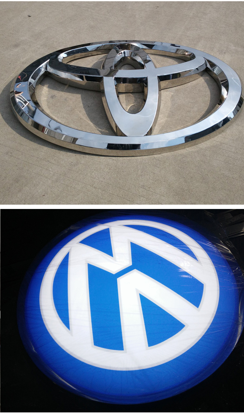 Stainless steel 3D car logo coating, blistering, luminescent logo, store signboard, exhibition, irregular car logo