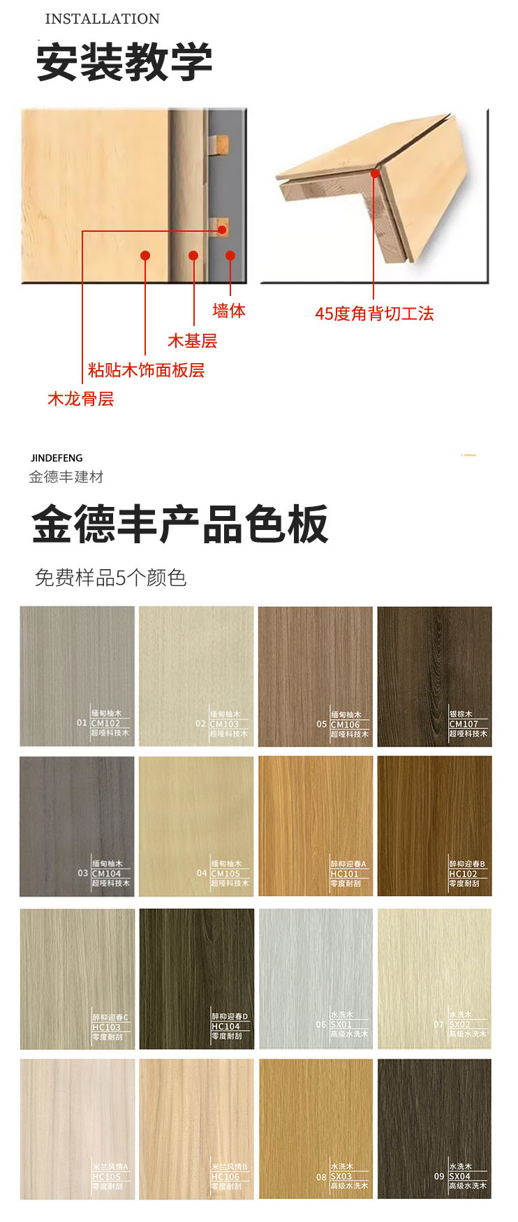 Bamboo and wood fiber integrated wall panel, TV background wall splicing, living room, film and television wall panel, decoration buckle board