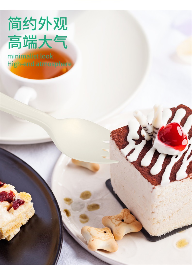 Disposable plastic fork spoon frosted thickened ice cream spoon customized dessert cake fork spoon