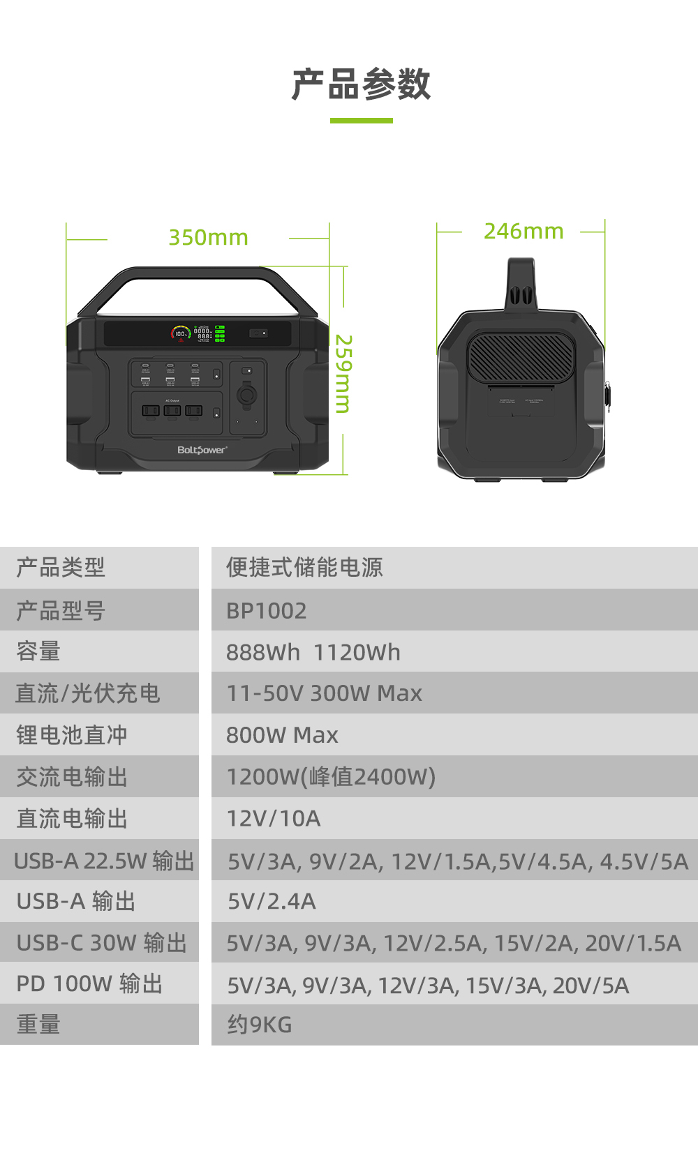 Electric General 1000W, 1 kWh, High Capacity, High Power, Fast Charging, Three Protection, Portable Outdoor Energy Storage Power Supply