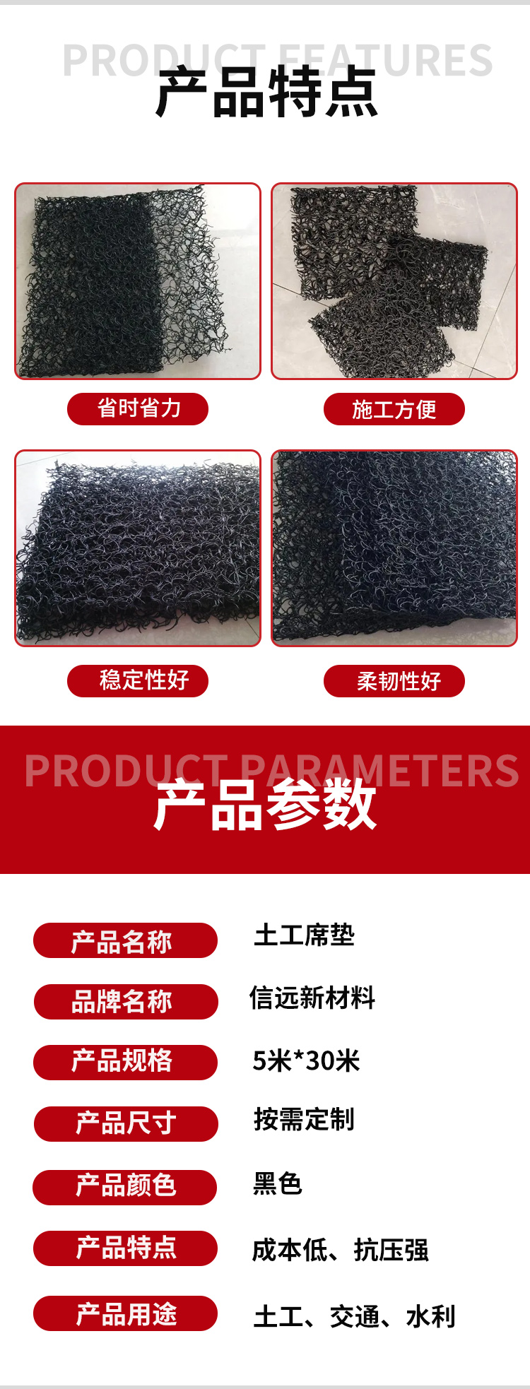 Mesh and tangled interwoven permeable drainage sheets, integral composite inverted filter layer, PP geotextile mat