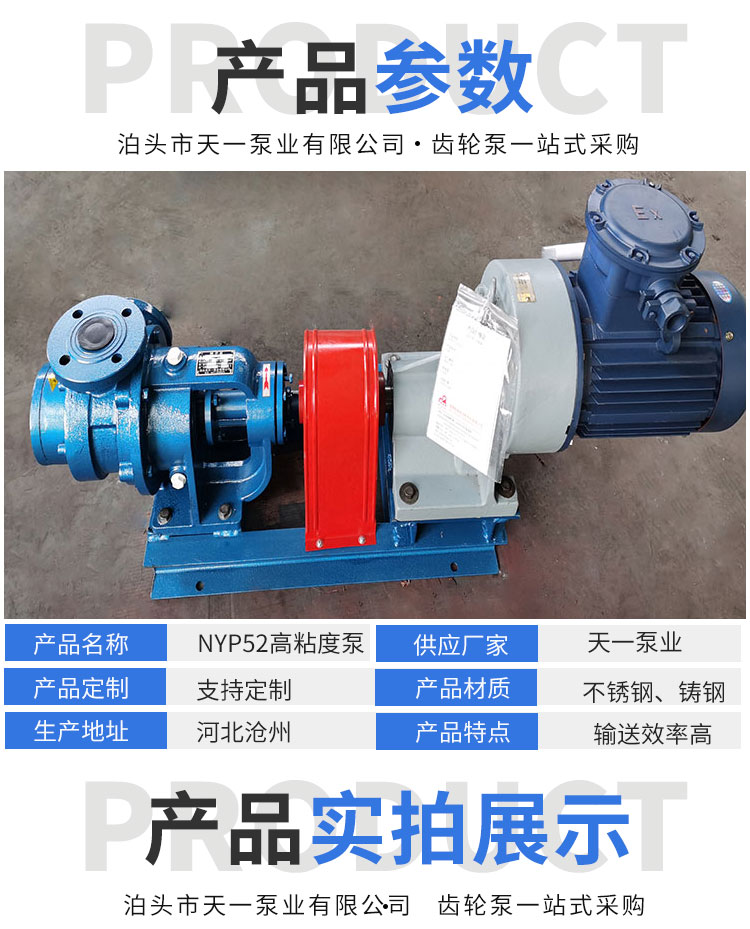 NYP52 high viscosity pump variable frequency stainless steel high viscosity rotor pump delivers smoothly and can be customized by Tianyi Pump Industry