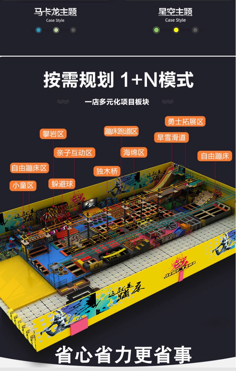 Large internet celebrity trampoline park, ground level children's playground, indoor physical fitness expansion hall, amusement park equipment manufacturer customization