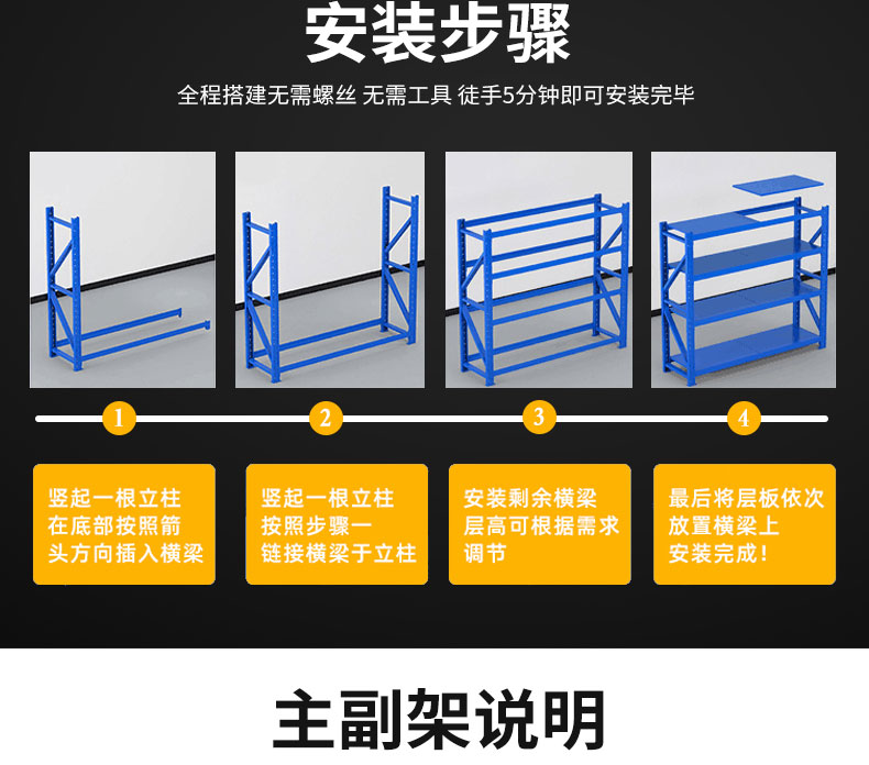 Warehouse storage rack disassembly and assembly storage rack storage rack storage rack with a capacity of 200kg per layer