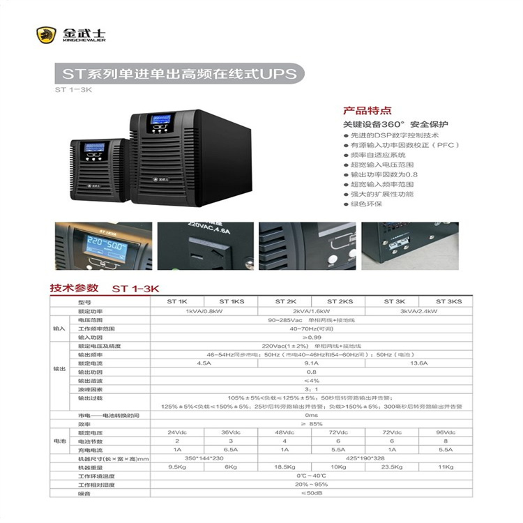 Jinsamurai UPS uninterruptible power supply ST1KS online high-frequency 1KVA standard machine with battery