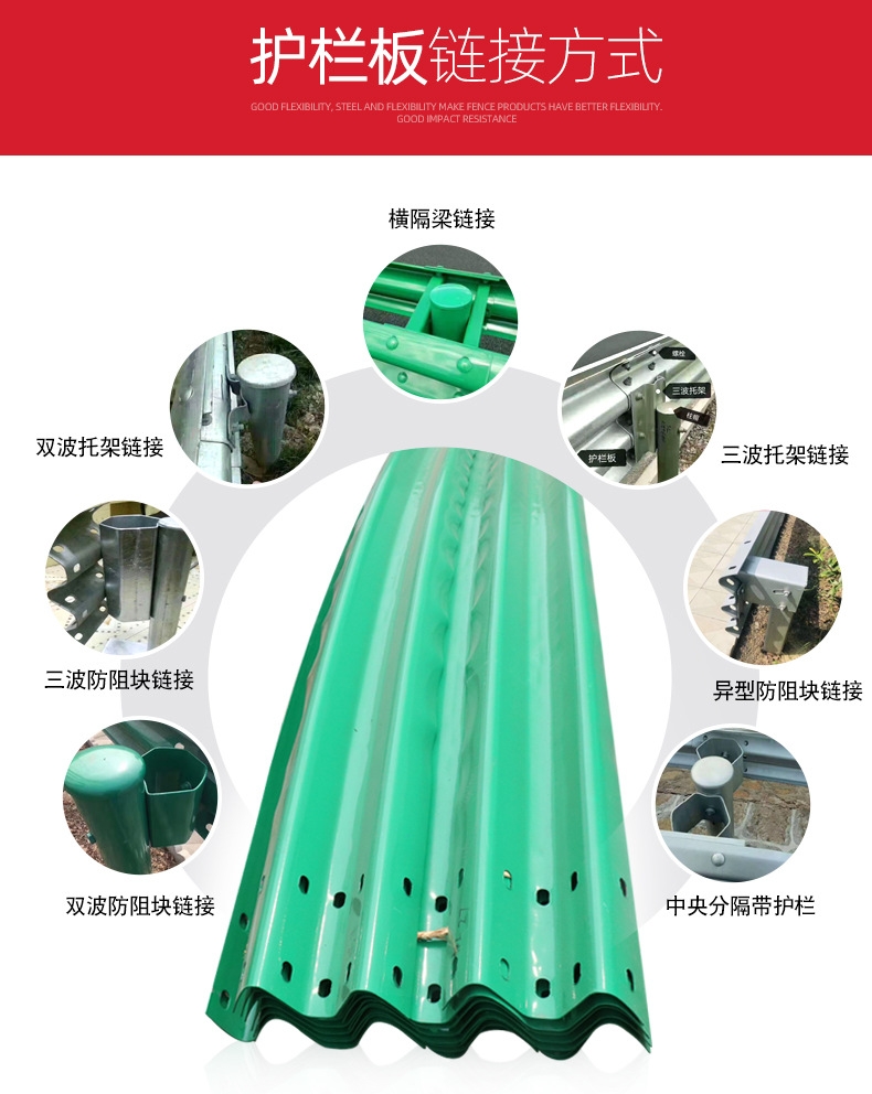 Third-class highway guardrail Second hand corrugated guardrail board Three wave guardrail bracket in stock