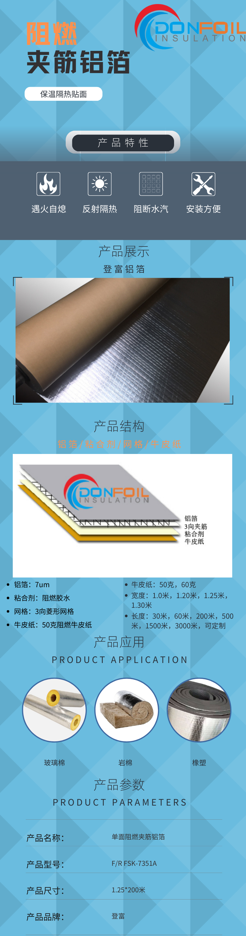 Dengfu Steel Structure Air Conditioning Pipeline HVAC Insulation Glass Cotton Veneer Flame Retardant Ribbed Aluminum Foil Paper