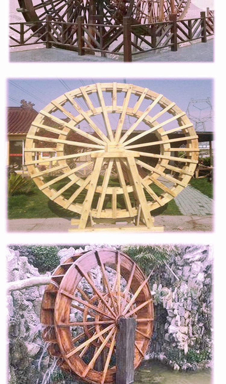 Antiseptic Wood Traditional Waterwood Participatory Antique Waterwheel 2023-2025 Wooden Crown Block Design Picture