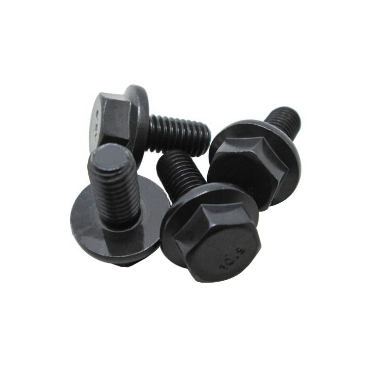 Blackened flat flange bolt, outer hexagonal flange plate screw, carbon steel grade 10.9 flange bolt