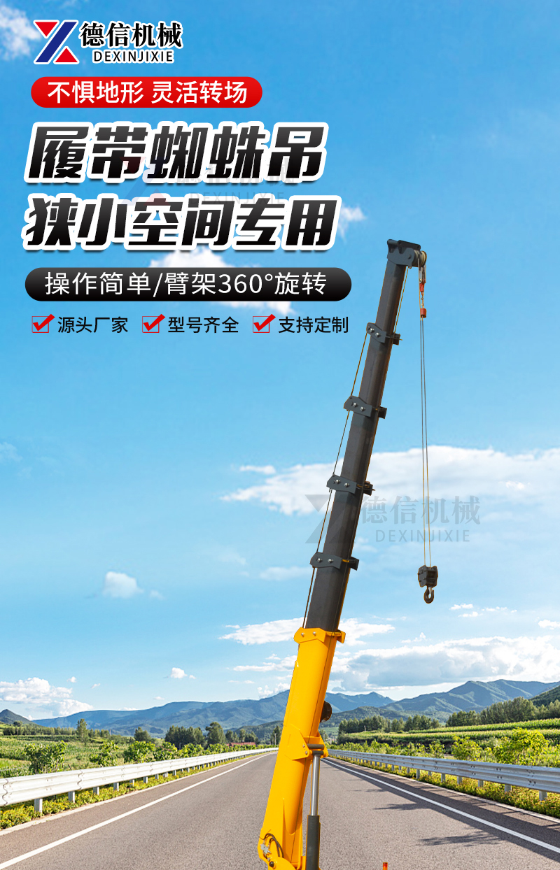 Dexin multifunctional 3-12 ton spider crane telescopic arm folding crawler self-propelled crane hydraulic crane