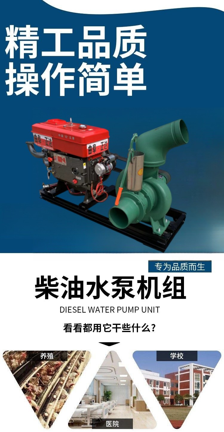 6-inch enlarged pump body traction pump urban waterlogging drainage four wheel self priming pump low fuel consumption agricultural irrigation pump