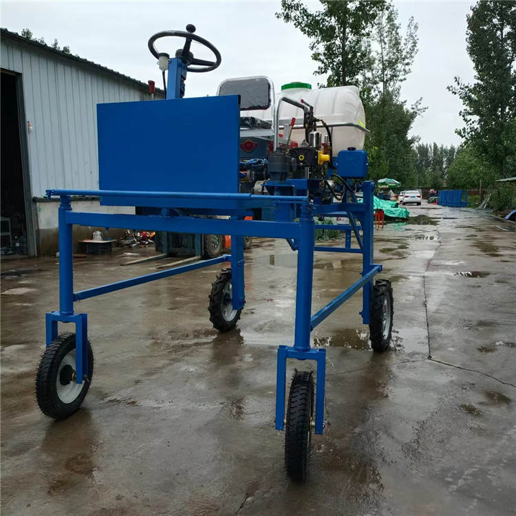 Pedestrian four wheel pesticide spraying machine, hydraulic lifting pesticide spraying machine, large-scale planting