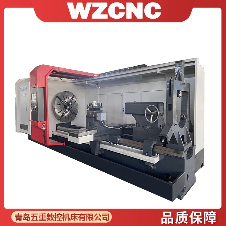 Heavy CNC horizontal lathe with four guide rail tailstock fixed pressure display, stable performance with a load-bearing capacity of 30 tons