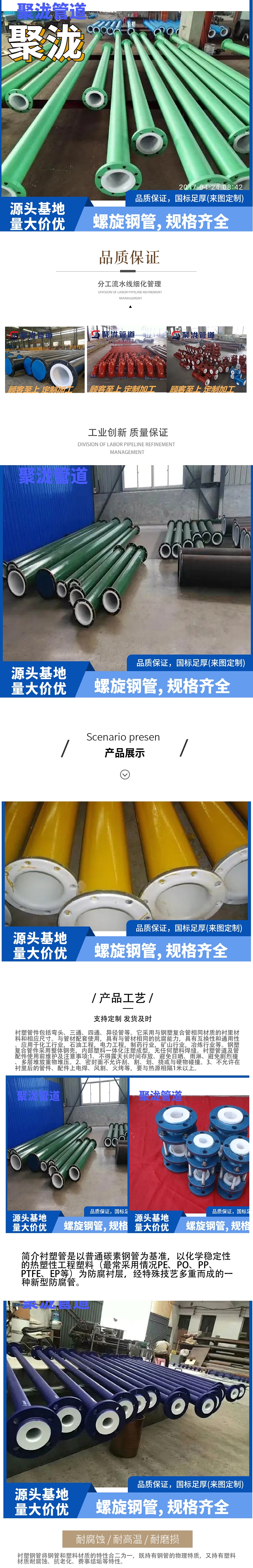 Flange connected steel lined plastic pipe fittings are widely used in rainwater collection and management systems