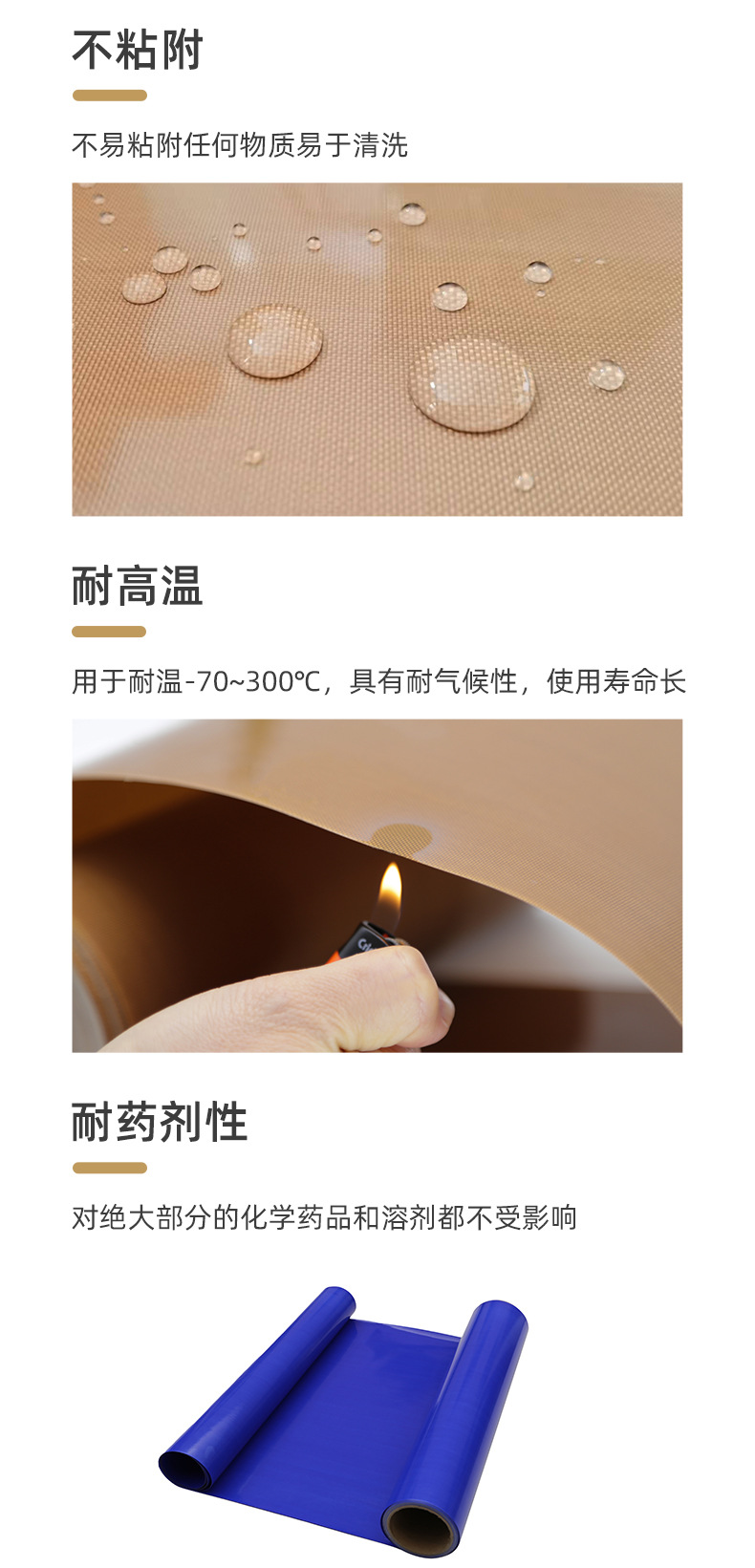 Baked non-staining cloth, Teflon high-temperature cloth, heat resistant, smooth, Teflon non-staining oil cloth for making cakes