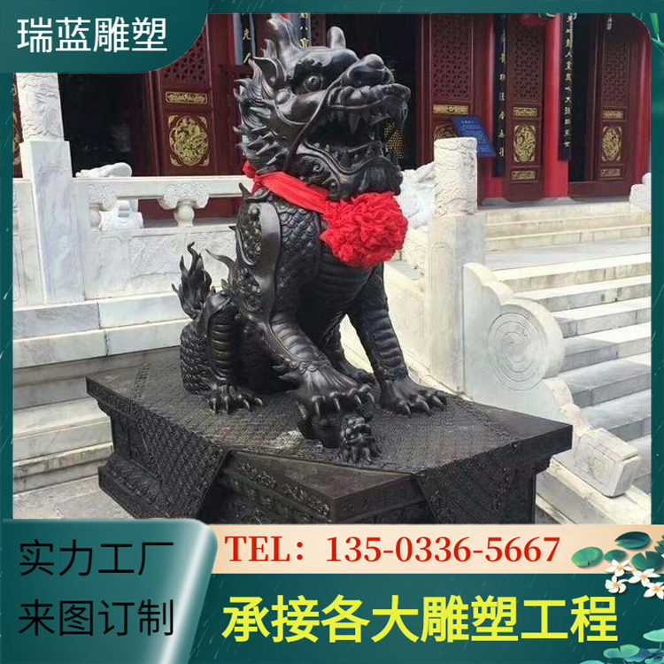 Cast iron imitation copper pixiu floor decoration, large copper unicorn sculpture, cast copper animal copper pixiu