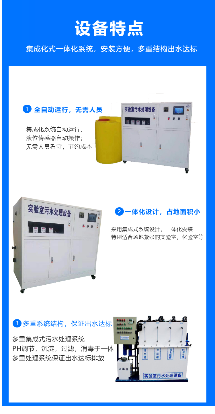 Daily treatment of 150L sewage from the disease control and testing center, environmental protection, and waste liquid treatment in chemical laboratories of universities