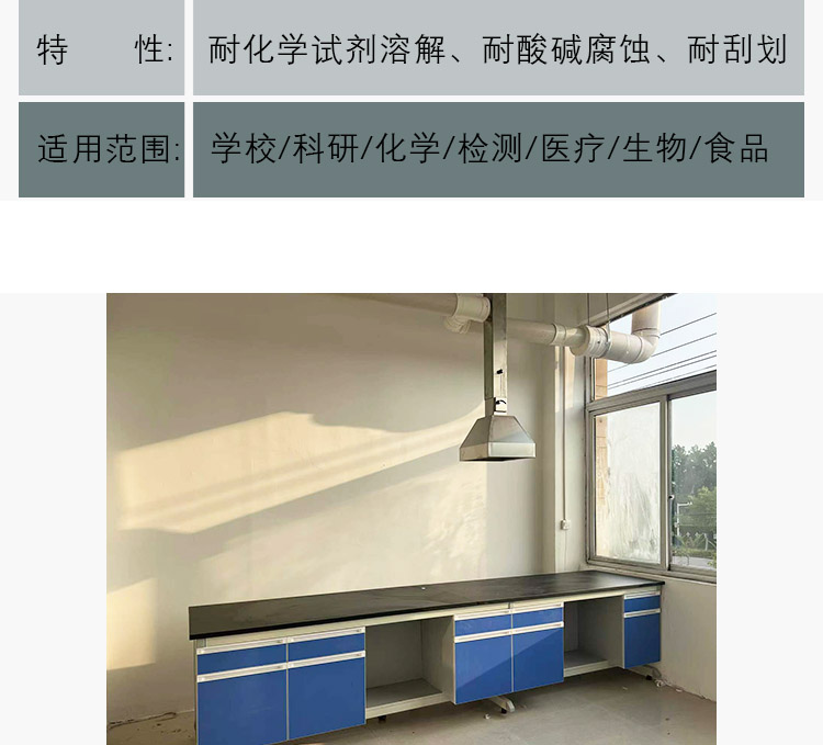 Experimental Bench Stainless Steel Gas Collecting Hood Steel Wood Experimental Bench Exhaust Hood Solid Core Physical and Chemical Plate Table Top Industry Innovation