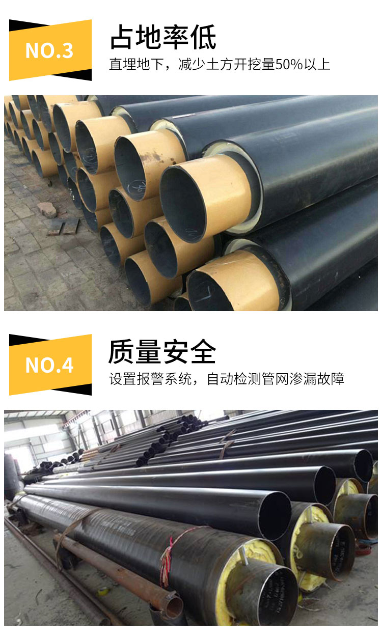 Fangda Prefabricated Steel Sleeve Steel Steam Heating Pipeline 325 Directly Buried High Temperature Resistant Foam Composite Insulation Steel Pipe