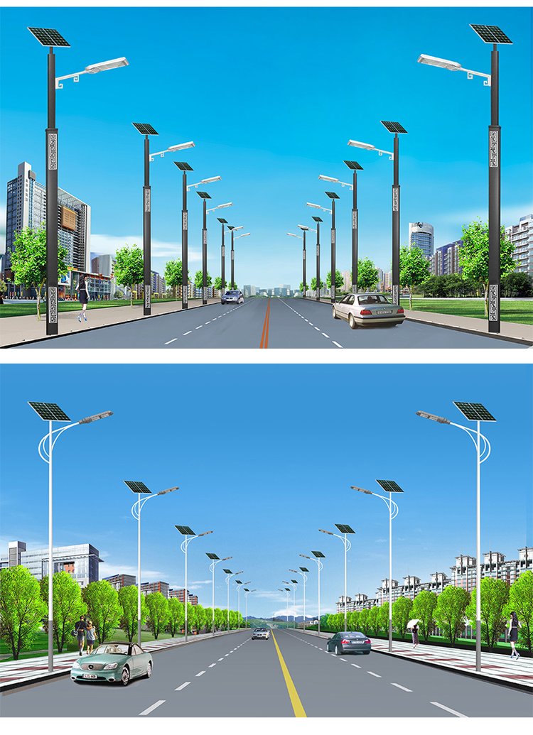 Outdoor solar street lights, batteries, rural lighting engineering lights, 6-meter community park road lighting