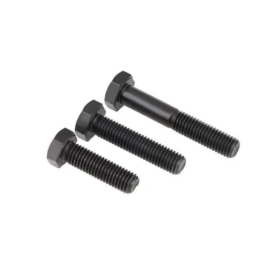 High strength bolts, external hexagonal screws, carbon steel oxidation blackened full thread studs, available for sale in stock