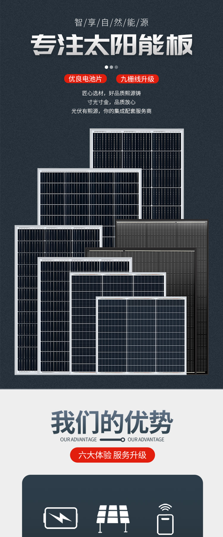 Universal solar photovoltaic panel 36V300W high conversion rate power generation panel monocrystalline silicon