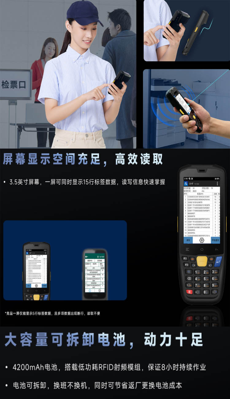 UHF handheld data terminal pda AUTOID 3U Super high frequency RFID industrial mobile phone fixed asset inventory machine