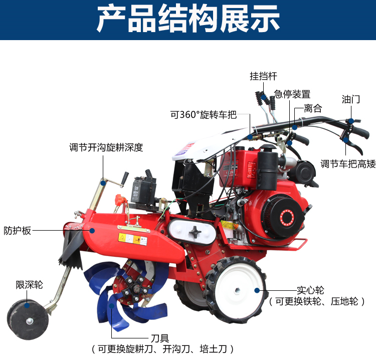 Tongcheng Ditcher Diesel Field Management Machine Agricultural Orchard Greenhouse Strawberry and Scallion Cultivator Ridge Raising Micro Tiller