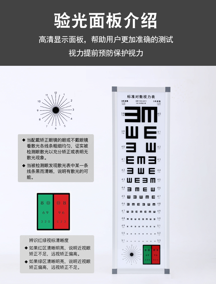 Xuan Tianhong LED Ultrathin Standard Logarithmic Vision Chart Light Box Vision Test Chart Adult 5-meter-2.5-meter-E Word