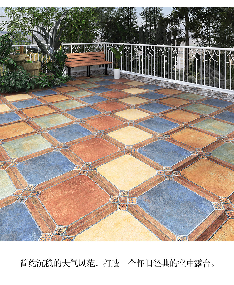 American antique tiles 600x600 villa balcony anti slip floor tiles courtyard outdoor courtyard garden retro tiles