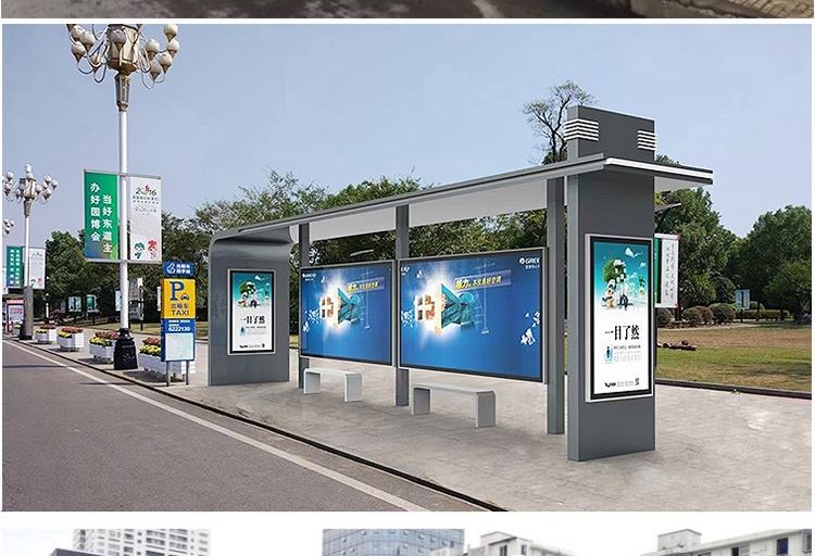 2023 New Bus Shelter Professional Manufacturer Directly Supplied Stainless Steel Antique Bus Stop Electronic Station Signage