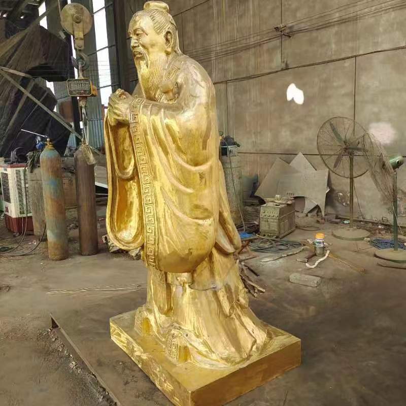 Pure copper Confucius statue, 3-meter copper sculpture, Confucius landscape decoration, 2-meter high cast copper figure sculpture decoration, customized