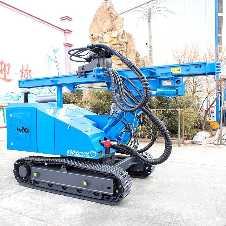 Hengwang Fully Hydraulic Photovoltaic Pile Driver Crawler Spiral Drilling Machine 85 Hammer Head