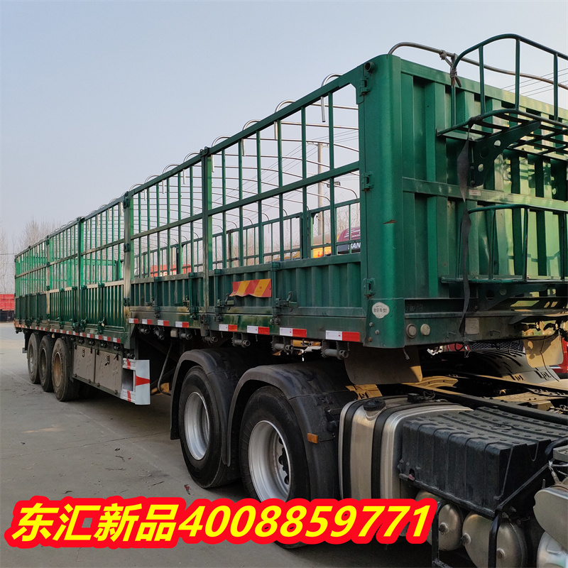 Purchase and sales of 13 meter 18 high warehouse railing semi trailer 11 meter 60 side flip semi trailer for export second-hand trailer