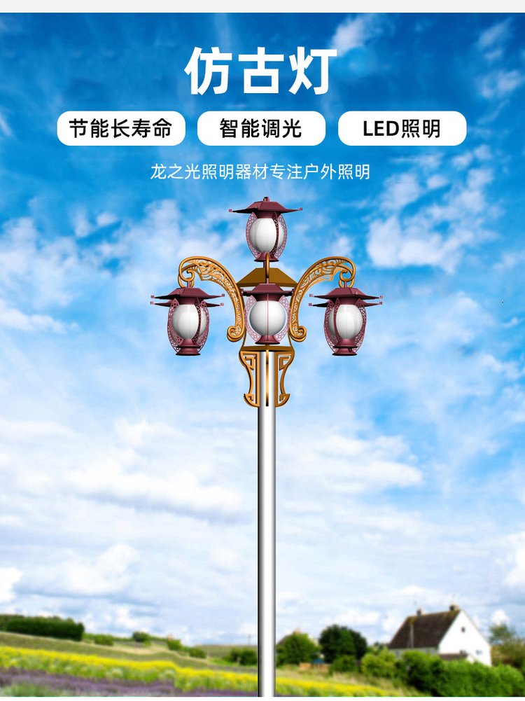 8-fork 9-fire Zhonghua Lamp Outdoor Lighting 12 meter Magnolia Lamp LED Light Source with Unique Shape