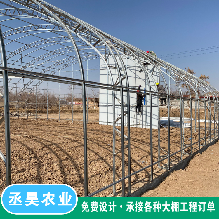 100c type steel greenhouse with good stability and strong compressive capacity for flower planting greenhouse, double membrane framework arch shed