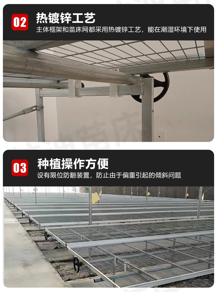 Industrialized Seedling Base Geothermal Galvanized Mobile Seedling Bed Manufacturers Increase Greenhouse Area and Increase Production