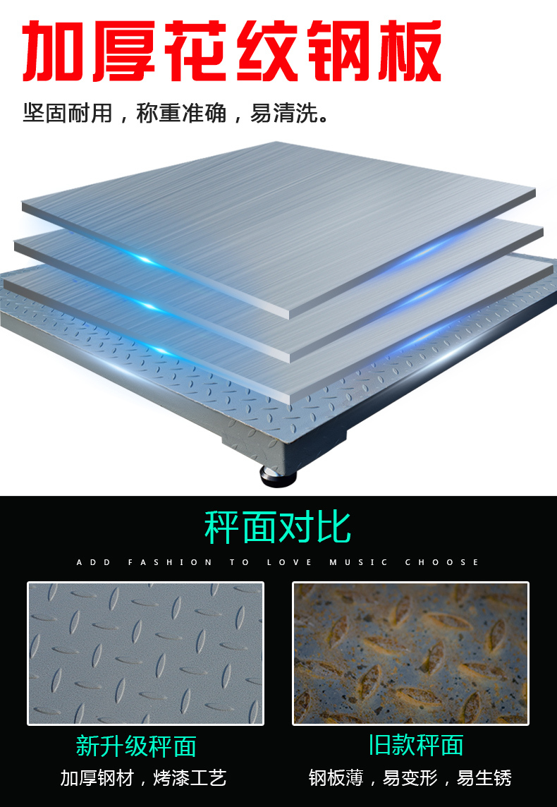 Kaihongcheng DCS3 ton scale, industrial grade 2000kg stainless steel waterproof floor scale, Bluetooth electronic platform scale