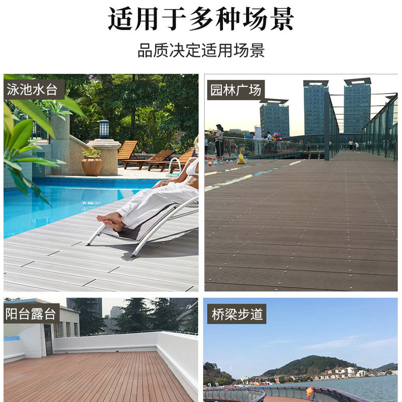 Luliang terrace square hole plastic wood floor online embossing anti slip round hole co extrusion ecological wood plastic solid imitation wood batten