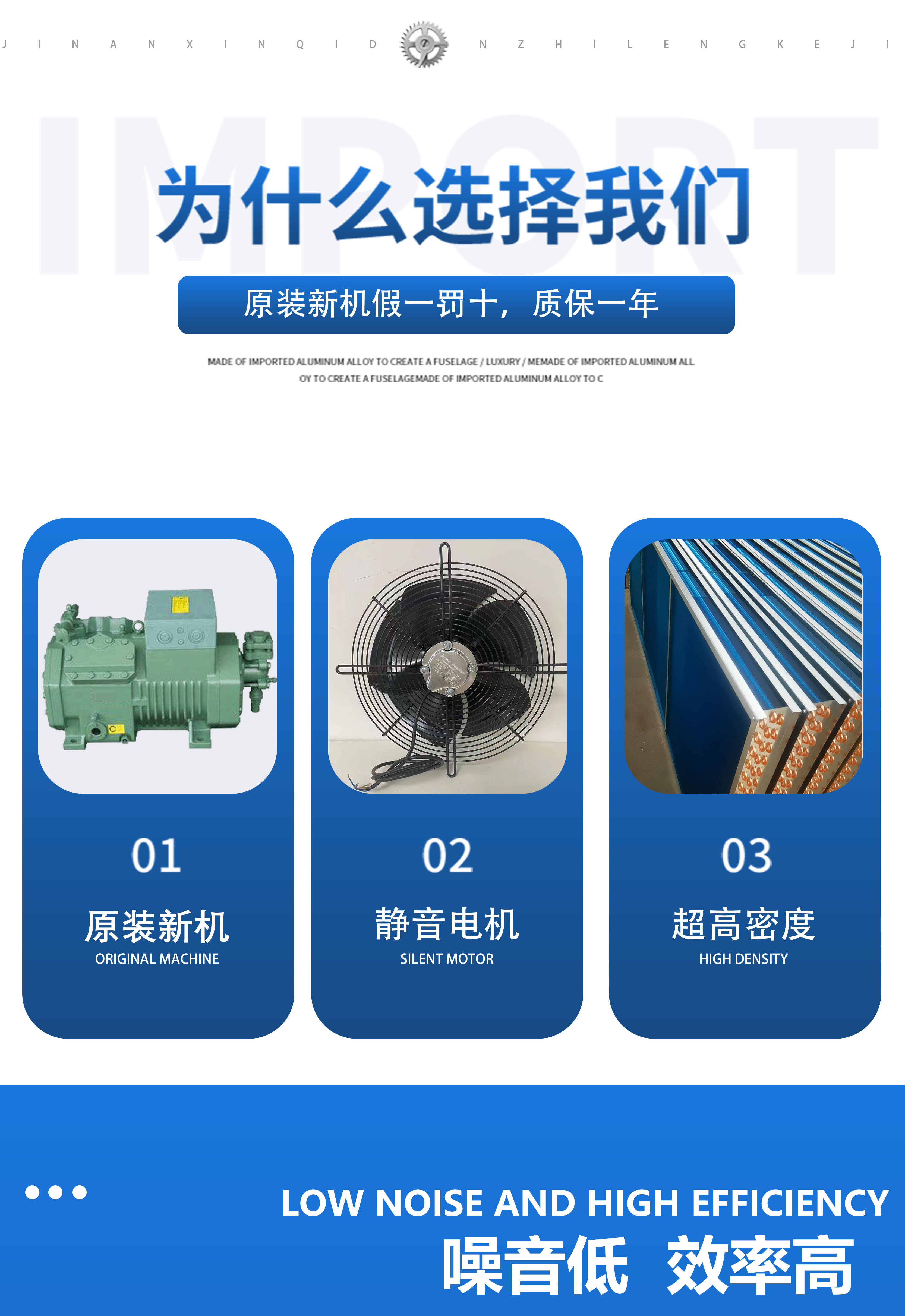 Bizel Cold Storage Refrigeration Compressor Unit Low Temperature Semi enclosed Piston Air Cooling Unit