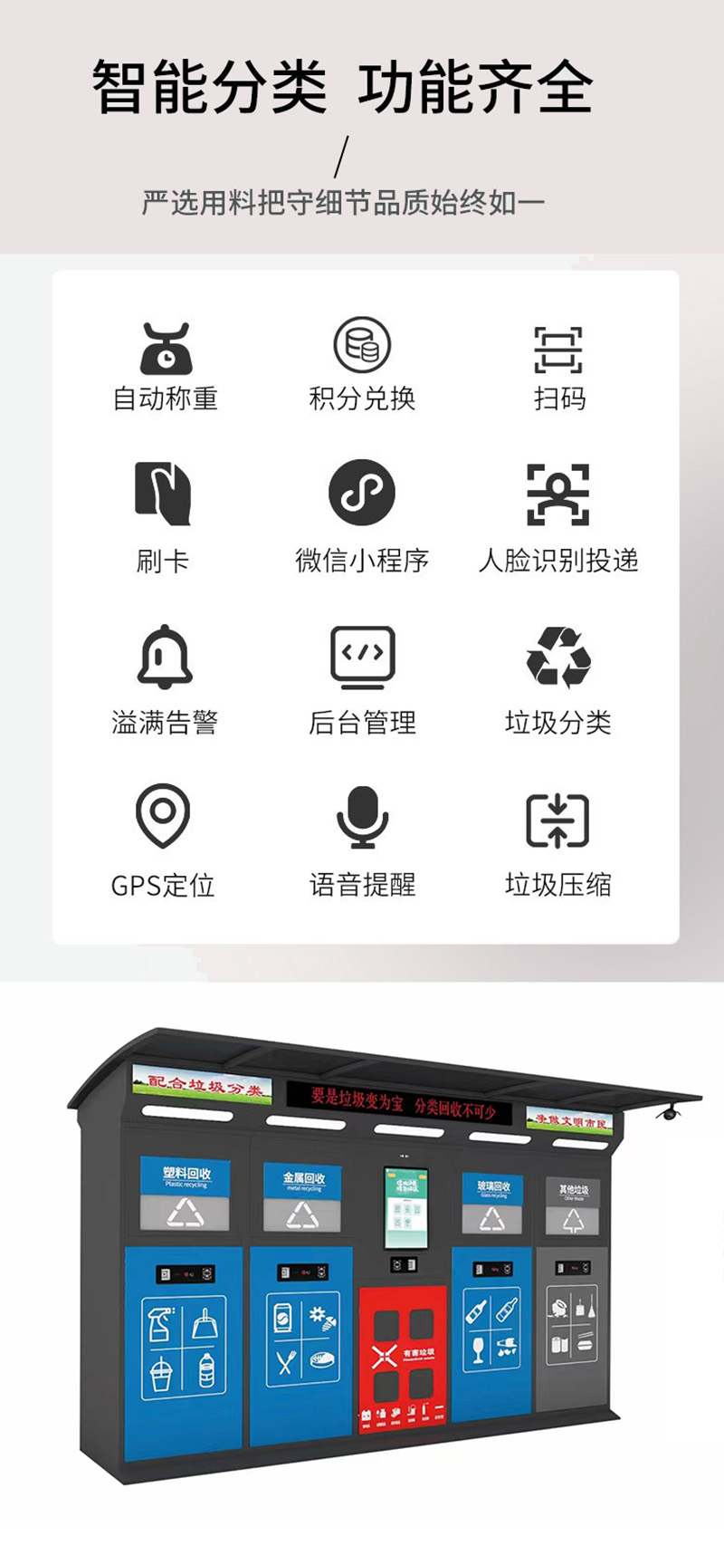 High quality mobile garbage room in the living area, intelligent garbage box room to assist residents in accurate garbage classification and disposal