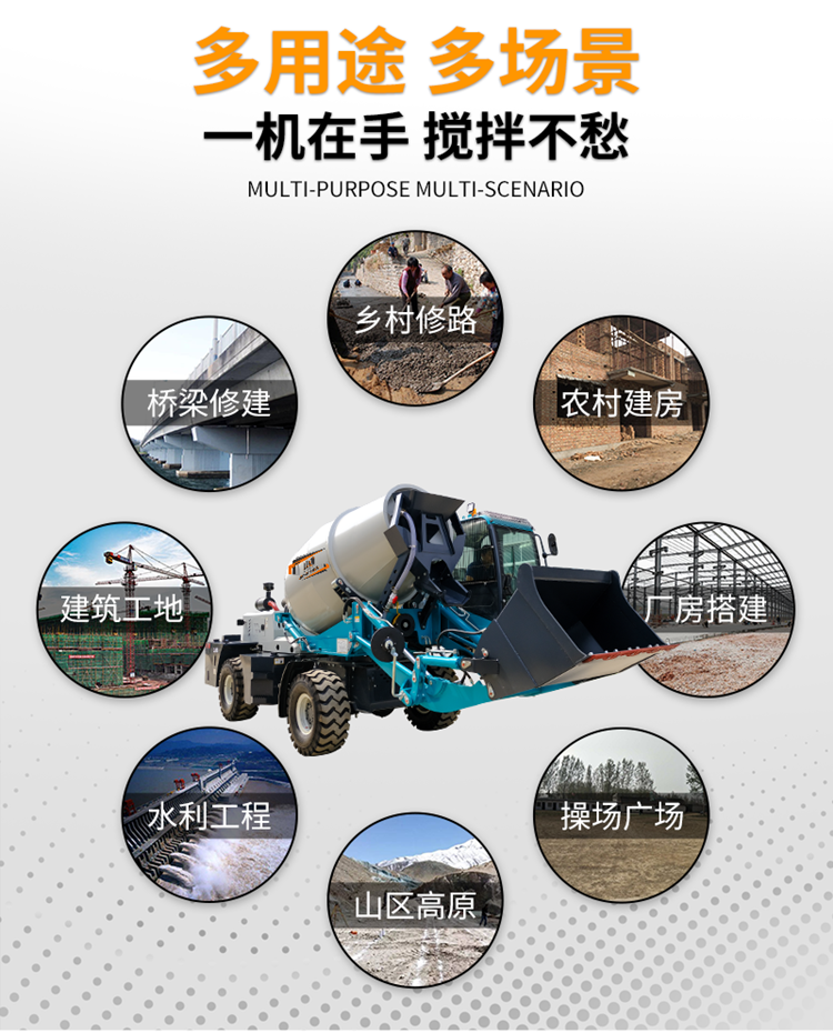 Concrete self loading mixer truck Cement mortar mixer truck has a wide range of applications