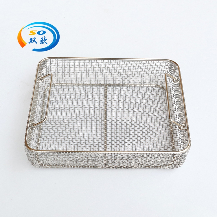 Double European wire mesh stainless steel medical disinfection net basket, side punching net basket, laparoscopic instrument basket, supply room basket