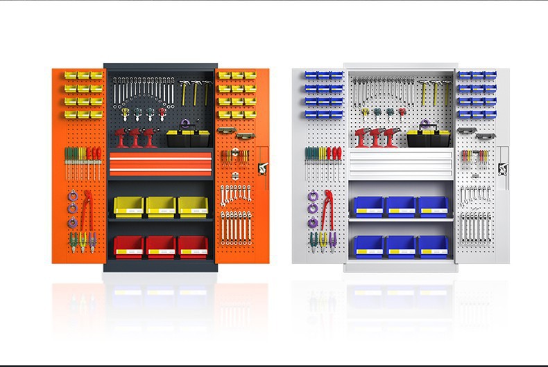 Thickened heavy-duty hardware tool cabinet, factory workshop, double door auto repair, multifunctional lockable drawer, tool storage cabinet