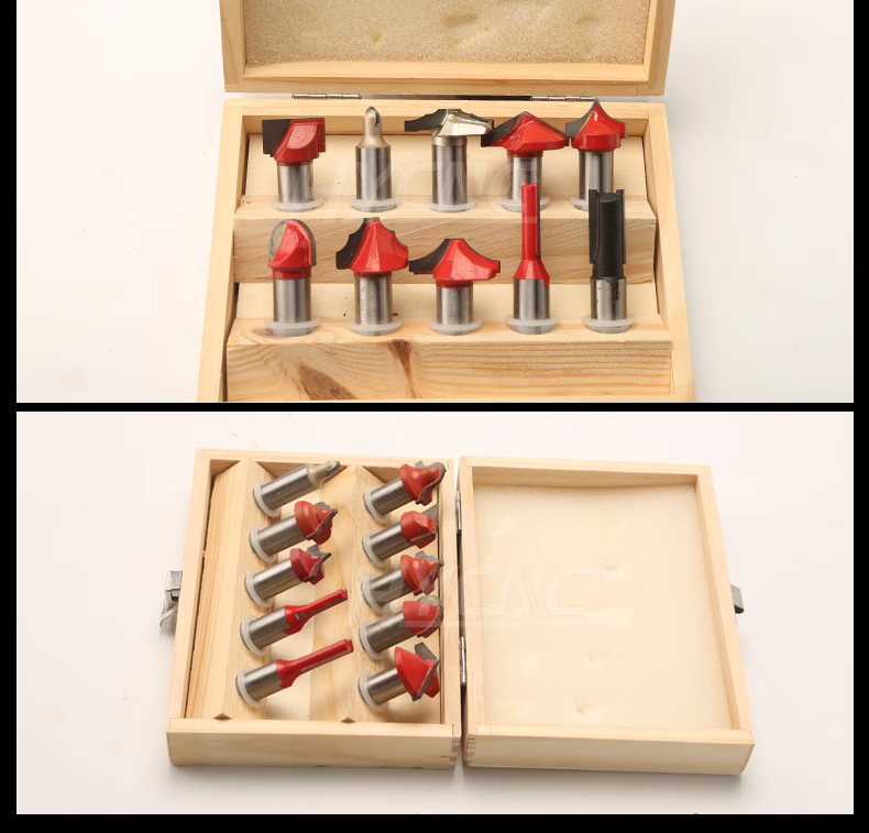 Carving machine, cutting tools, woodworking milling cutter set, edge trimming machine, blade combination, wooden board slotting cutter, wooden box packaging, 10 pieces