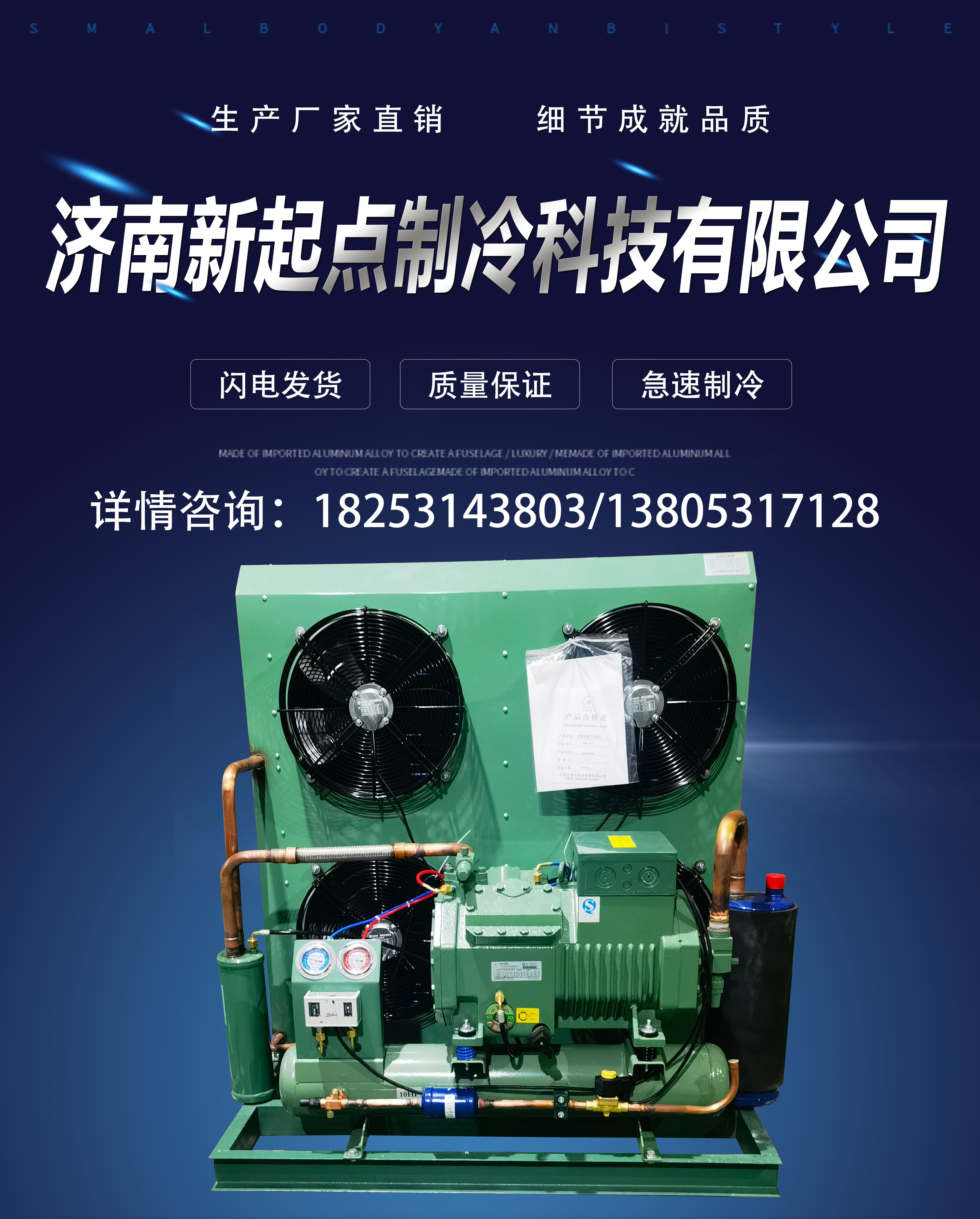 Bizel Cold Storage Refrigeration Compressor Unit Low Temperature Semi enclosed Piston Air Cooling Unit