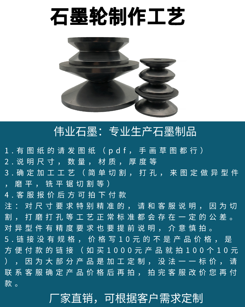 Weiye Graphite High Purity and High Temperature Resistant Graphite Mold High Density Graphite Wheel for Glass Fiber Industry