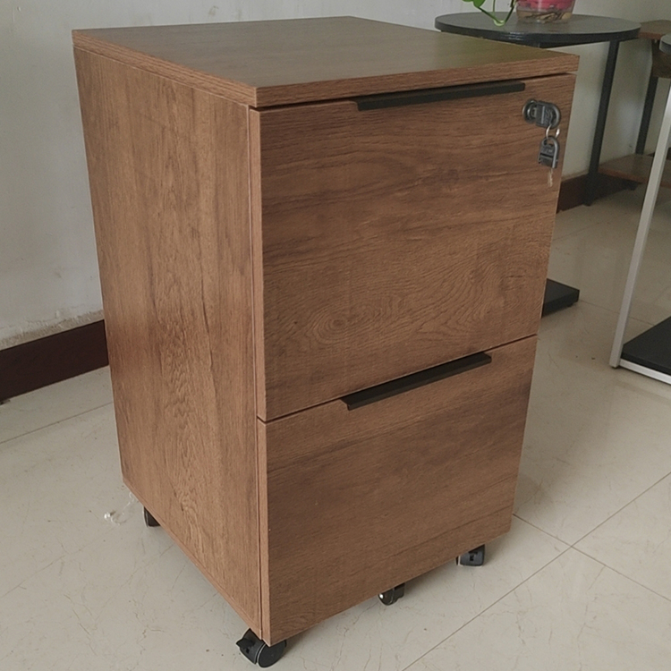 Cross border wholesale wooden office activity short cabinet with lock, two drawers, cabinet for data storage, document storage, mobile desk cabinet